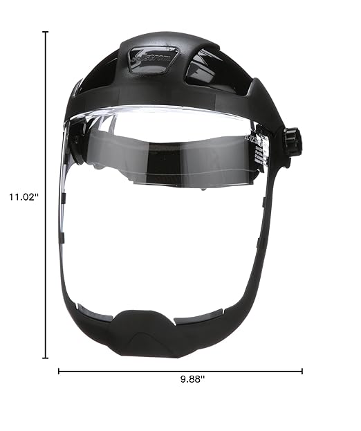 Sellstrom DP4 Face Shield - Lightweight Mask with High Impact Chin Guard, Crown & Ratchet Headgear for Work, Grinding, Cutting - ANSI Z87.1 - Anti Fog Polycarbonate Window
