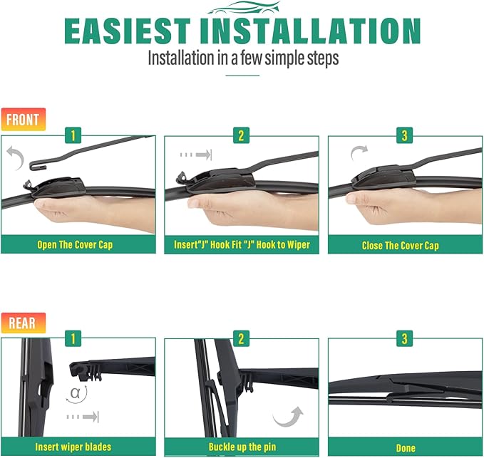 26" 16" 12" Windshield Wiper Blades Replacement for Kia Sorento 2021 2022 2023 2024 (Not Suitable for Hybrid) Premium All Weather Front Rear Wipers Set - OEM Quality (Pack of 3)