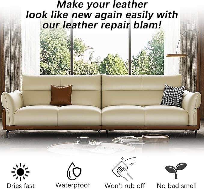 drtulz Leather Recoloring Balm, Leather Color Restorer Conditioner, Leather Restorer for Couches Paint, Leather Scratch Remover, Scratch Leather Faded Repair Kits for Vinyl Furniture (Ivory, 75ML)