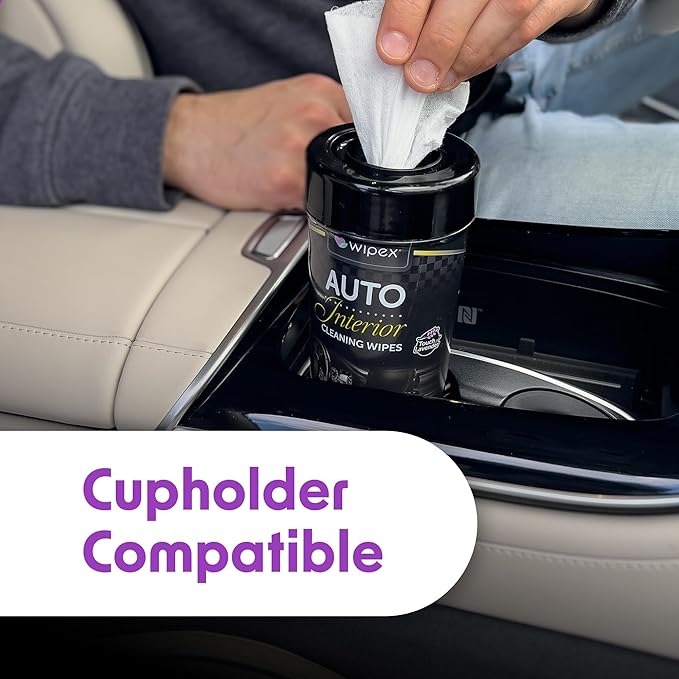 Wipex Auto Interior Car Cleaning Wipes - Plant Based Car Wipes - Lavender Essence, UV Protectant, Safe for Vinyl, Rubber, Plastic, Leather, Chrome, Non-Greasy Matte Finish, 40 Count (Pack of 3)