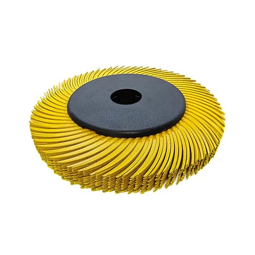 Radial Bristle Brush, 6 in x 1/2 in x 1 in, 80# Yellown, 1 Set (Contains Ten Single Pieces) and Reduction Sleeve