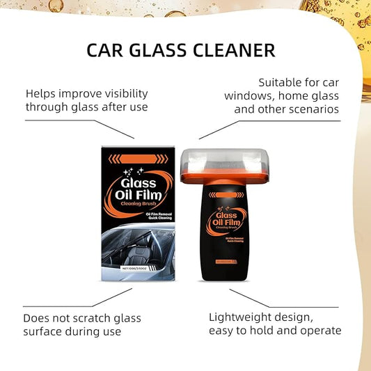Glass Emulsion, Oil Film Remover for Car Window, 100g Roll-On Glass Emulsion Cleaner Compound with Cleaning Board, Improve Windshield Clarity for Safe Driving 1pc