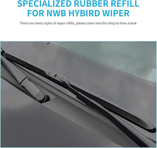 19Inch Wiper Blade Refill, 4 PCs Windshield Wiper Refill Replacement for NWB Hybird Windshield Wiper Baldes Rubber Strip, Easy to Install 4PCS