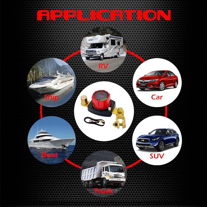 Ampper Battery Disconnect Switch with Voltmeter, 12-48V Battery Cut Off ON/Off Shut Off Switch W/Positive Terminal for Car, RV and More (Top Post Positive)