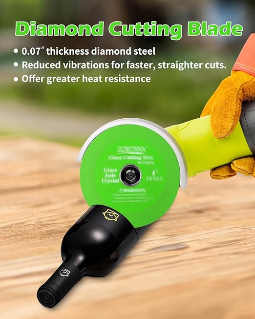 ZORUNNA 4.5" Glass Cutting Disc, 10 Pcs Diamond-Edged Cutter with 7/8" Arbor Hole, Glass Cutters Tools for Grinding Jade, Crystal, Wine Bottles, Tile.