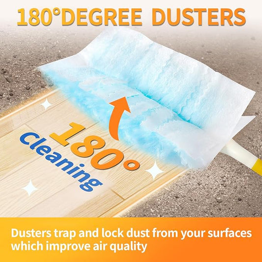 30 Count Electrostatic Duster Refills Compatible with Swiffer Duster,Multi-Surface Dusting Refills,Microfibre Dusters for Cleaning with 1Pcs Retractable Handle,Unscented