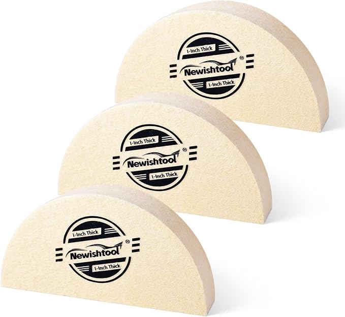 NEWISHTOOL 3 PCS Wool Felt Squeegee Window Tint Tools, 1 Inch Thick Scratch Free Soft Woolen Squeegee for Vinyl Wrap, Glass Tint Film, Car Wrapping, PPF Installation (Half-Moon Shaped)