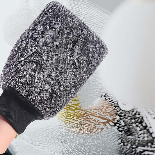 Shiny Glove Cleaning Glove, Shiny Shower Cleaning Gloves, Premium Microfiber, Elastic Cuff, Reusable Washable, Ultra-Soft, for Car Wash Cloth, Glass, Bathroom Chrome Fittings (2)