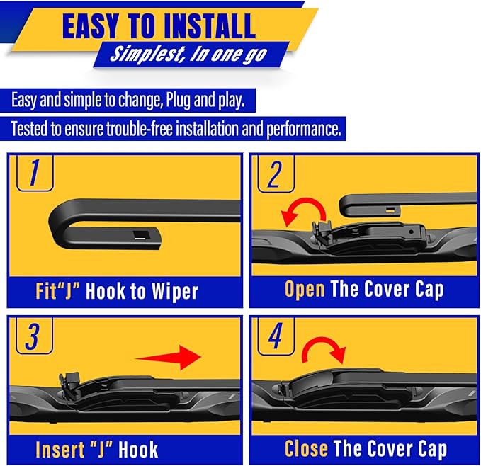 3 wipers Replacement for 2018-2022 jeep compass, Windshield Wiper Blades Original Equipment Replacement - 24"/18"/10" (Set of 3) U/J HOOK