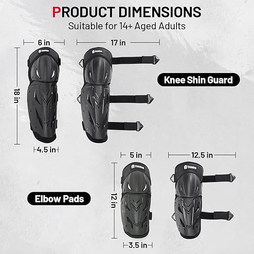 Tanden Motorcycle Knee Pads for Men Knee and Shin Guards, Motorcycle Leg Protection Armor Motocross Knee Guards Dirt Bike Pads Adjustable Crashproof Adults Protective Gear