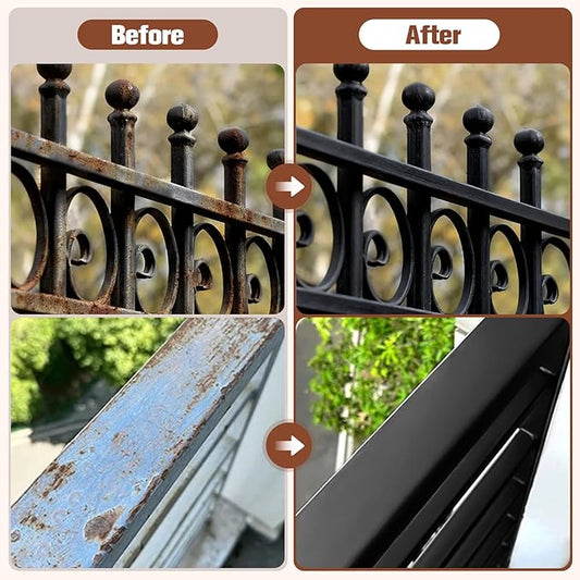 2-in-1 Rust Converter & Metal Primer - 1-Step Rust Stopper, Anti-Rust Coating & Corrosion Inhibitor, Paint Over Rusted/Clean Metal Without Sanding, Heat Resistant (350°F/176°C) & UV Protected, for Automotive, Marine, Industrial, Tools, Fences - 35 oz