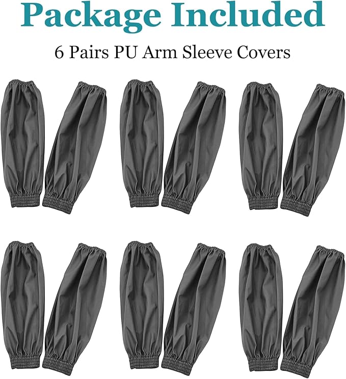 Yzurbu Arm Sleeves Covers, PU Oversleeves Protector for Arm with Elastic Cuffs, Waterproof, Oilproof, Acid Resistant