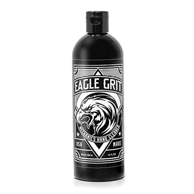Eagle Grit Heavy Duty Industrial Hand Cleaner β USA Made Mechanic Soap β Silica-Based, Solvent-Free Hand Degreaser β Removes Grease, Oil, Paint, & More β Moisturizing, Eco-Friendly, Drain Safe β 16 Oz
