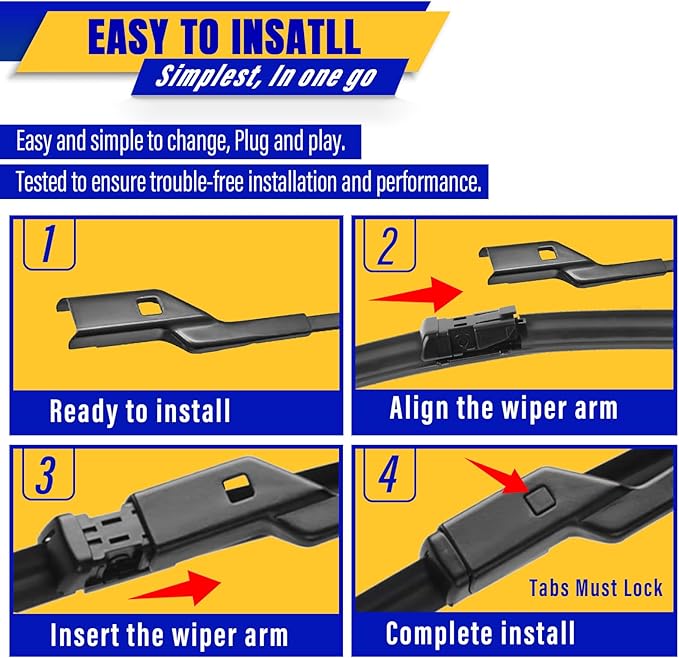 3 wipers Replacement for Cadillac SRX 2010-2016, Windshield Wiper Blades Original Equipment Replacement - 26"/17"/12" (Set of 3) Top Lock