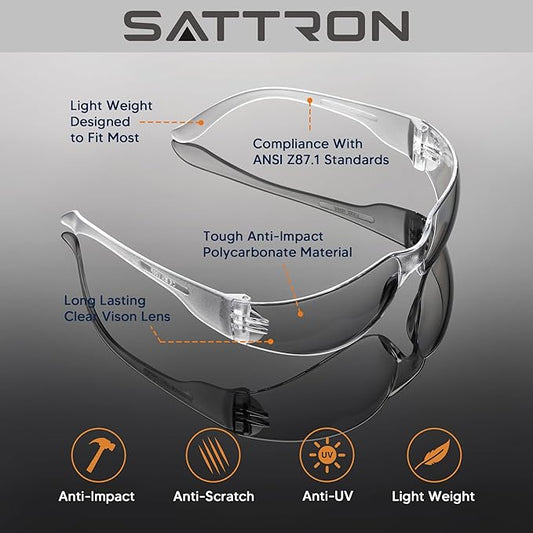 100 Pack of Clear Safety Glasses, Scratch & Impact Resistant ANSI Z87.1 Protective Eyewear, Ploycarbonate Lenses or Women Men Safety Sunglasses for Construction, Outdoor Work & Shooting Ideal for Lab