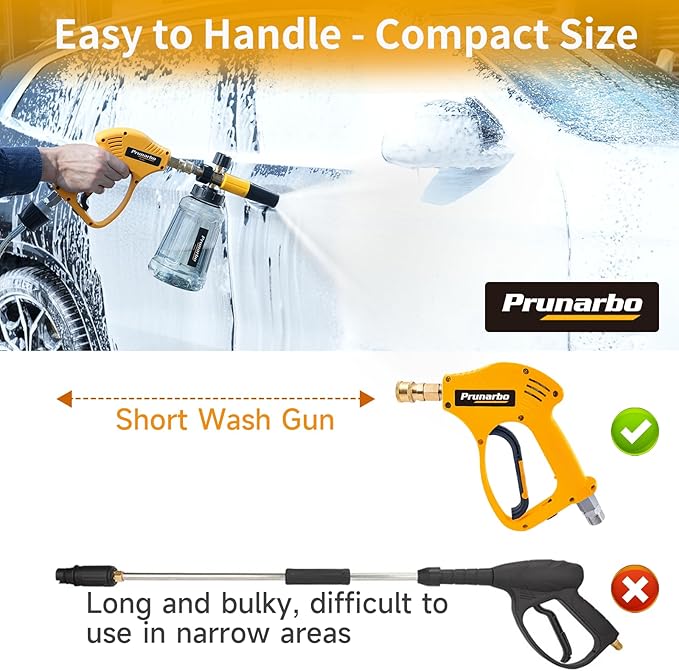 Snow Foam Cannon for Pressure Washer, Heavy Duty Brass Car Wash Swivel Gun 5650 PSI Soap Lance Blaster for Car Washing with 1/4” Quick Connector 5PCS Nozzle Tips kit Vehicle Cleaning Tool