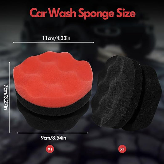 SolidSS 2 Pack Large Tire Hex Tire Shine Applicator Pads, Durable and Reusable Grip Applicator for Tire Polishing Car Cleaning (Red+Black)