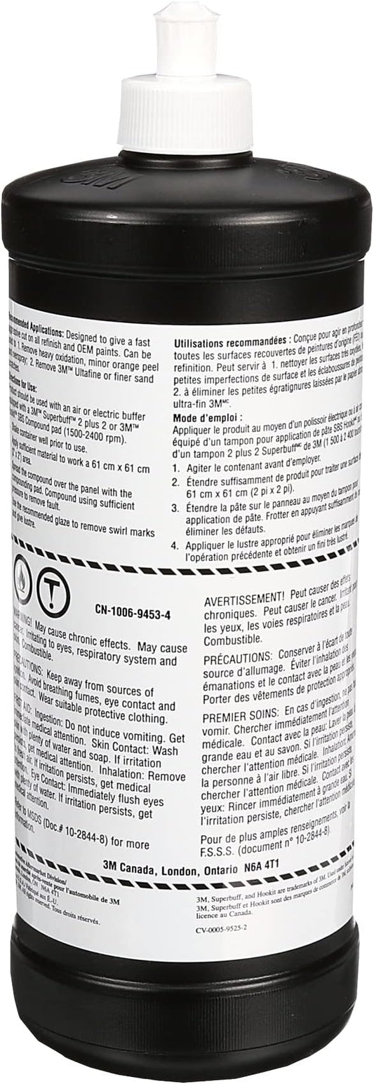 3M Super Duty Rubbing Compound, 05954, 1 qt (32 fl oz/946 mL), Contains No Waxes or Silicones