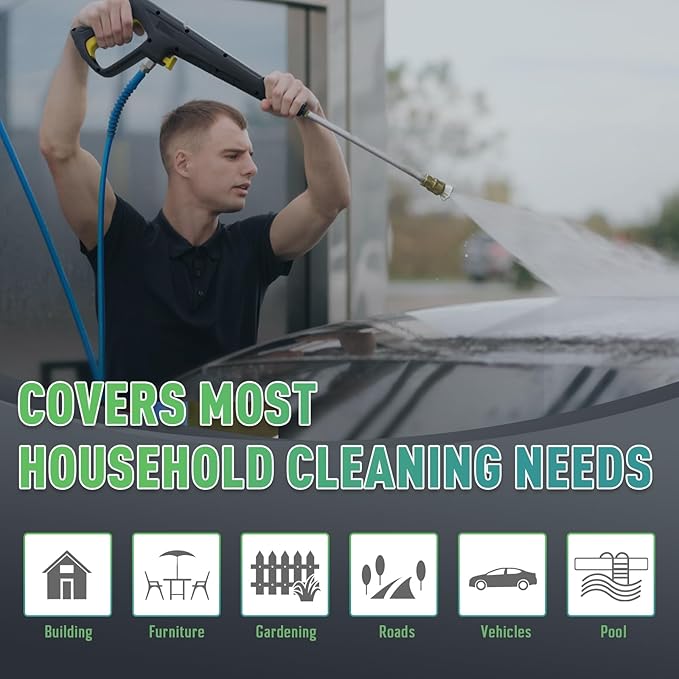 Pressure Washer with 4 Quick Connect Nozzles,Inlet Hose & Filter, Foam Cannon for Cars/Fences/Driveways Cleaning