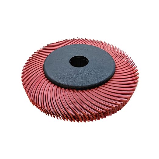 Radial Bristle Brush, 6 in x 1/2 in x 1 in, 220# Red, 1 Set (Contains Ten Single Pieces) and Reduction Sleeve