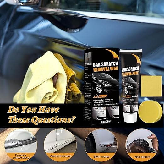Upgraded Car Scratch Remover Polishing Wax,Cars Scratch Repair Paste with Wipe and Sponge,Car Paint Scratchs Repair Kit for Deep Scratches,Scratch Remover for Vehicles,Car Paint Polishing&Restore