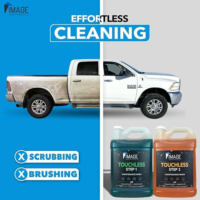 Image Wash Productsยฎ Touchless Car Wash Soap Without Foam Cannon | No Scrub Truck & RV Wash | Heavy Duty Car Soap | Step 1 & 2 Touchless Wash System