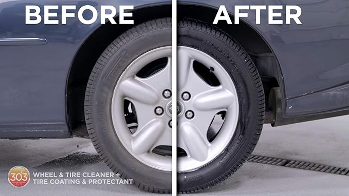 303 Products Wheel and Tire Cleaner - Cleans Both Wheels and Tires Effectively - Tough on Brake Dust - Removes Tire Browning - Foaming Formula, 24 fl. oz.