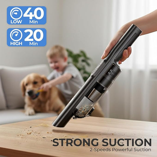 Apical Life Cordless Handheld Vacuum Cleaner, 13000Pa Strong Suction, Mini Vacuum with Charging Dock, 40 Mins Runtime, LED Light, HEPA Filter, One-Click Empty for Car Detailing and Home