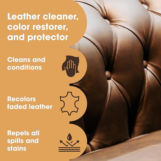Furniture Clinic Leather Complete Restoration Kit | with Leather Recoloring Balm, Cleaner, 2-in-1 Protection Cream & Conditioner, Sponge, and Cloth | Repair Kit for Furniture (Red)