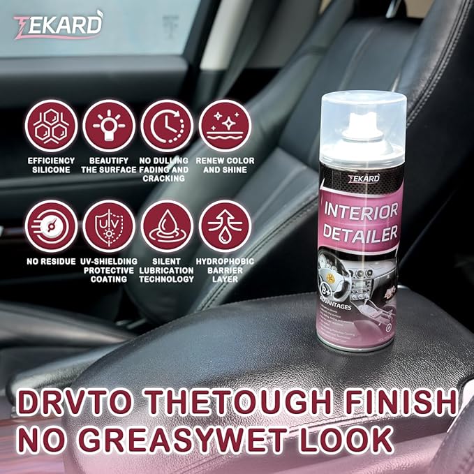 TEKARD Car Interior Cleaner, Leather Cleaner, 15 oz. Large-Capacity Interior Detailer in Iron Can, Wheel Cleaner, Suitable for Cleaning Rubber, Plastic, and Leather Surfaces Inside Vehicles (3 Bottle)