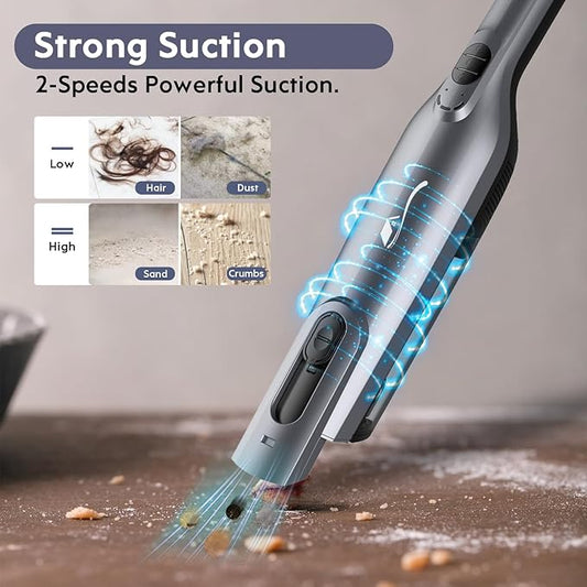 AYONTIN Cordless Handheld Vacuum, Lightweight Portable Hand Vacuum Cleaner with LED Light,Rechargeable Hand Held Vacuum with One-Touch Empty, Powerful Suction for Office, Home,Car,Steel