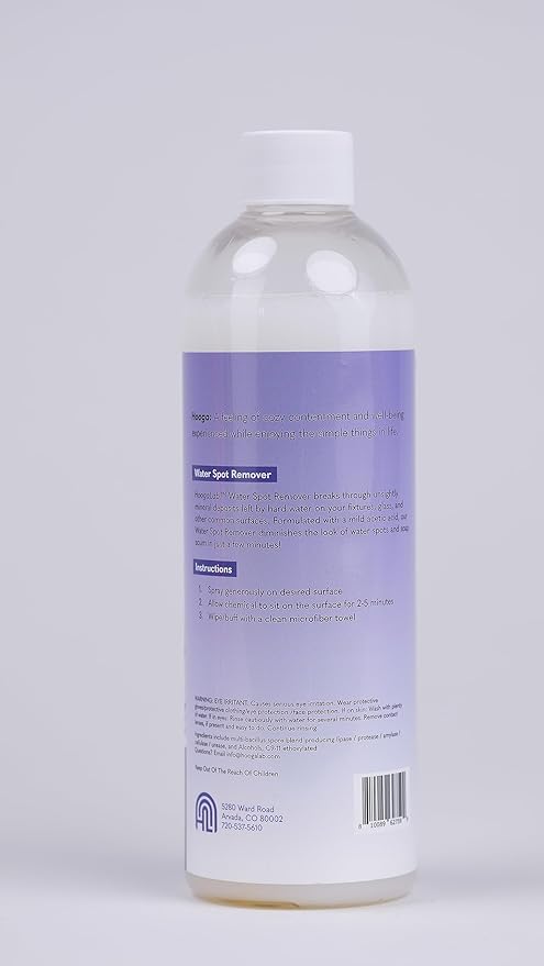 HoogaLab Water Spot Remover 16oz Hard Water Spot Glass Cleaner - Dissolves Mineral, Lime, Soap Scum Fast, Streak Free Finish | Shower Glass, Bathroom Mirror, Metal Faucet (2 pack)
