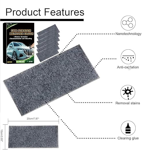 Nano Sparkle Cloth Car Scratch Remover with Scratch Repair Paste,Upgraded Nano Sparkle Cloth for Cars Scratches,Miracle Nano Cleaning Cloth Scratch Remover for Deep Scratch Repair on Car Paint