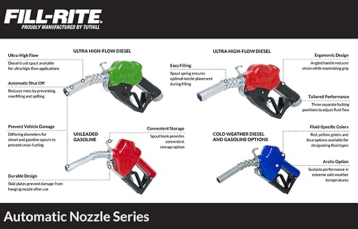 Fill-Rite BDH0707 3/4" 2.5-14.5 GPM (9.5-55 LPM) Bio-Diesel Automatic Nozzle with Hook (Black)