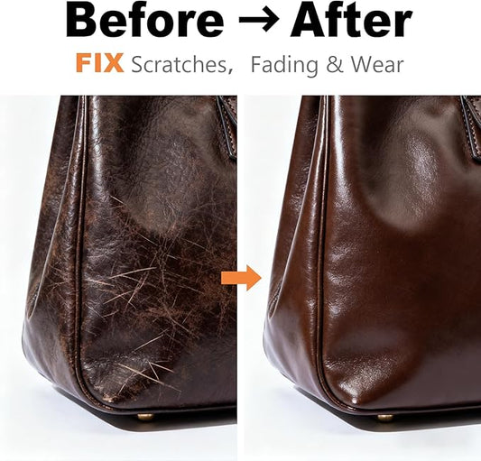Dark Brown Leather Repair Kit, Dark Brown Leather Recoloring Balm, Leather Dye - Restore & Renew Scratch, Faded and Aged Leather & Vinyl Couches, Boots, Car Seats or Leather Furniture