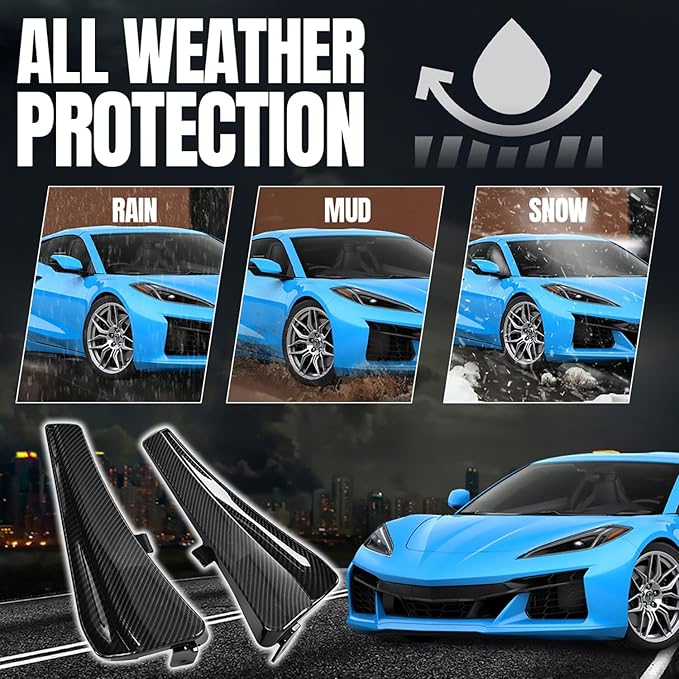 BILLFARO Extended Front Splash Guards Mud Flaps,Carbon Fiber Pattern Wheels Rock Guards Mudflap Fender Mudguard Mud Guards Protector Accessories for Corvette C8 Z06 2023+ for C8 E-Ray 2024+