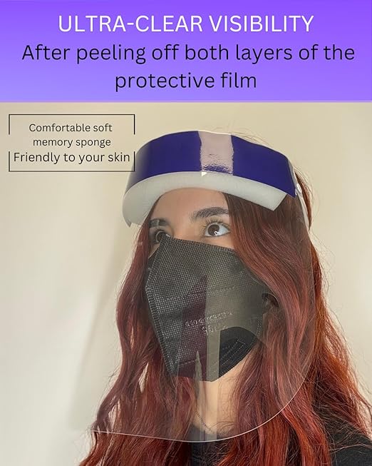 Mystic Romance 30 Pack Face Shields – Reusable Anti-Fog Full Face Protection – Clear Safety Gear for Work, Salons & Travel