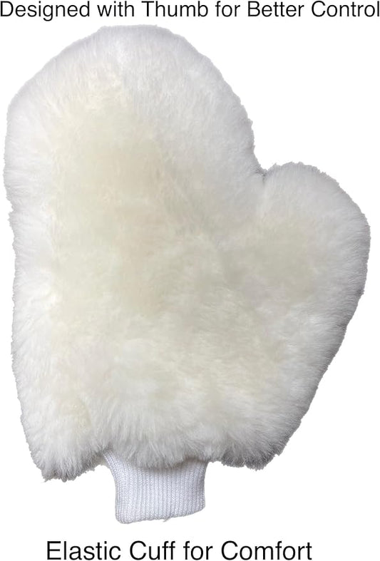 Tru Lamb Natural Lambskin Wool Car Wash Mitt - Large Sheepskin for Wet and Dry Applications and Painters (3)