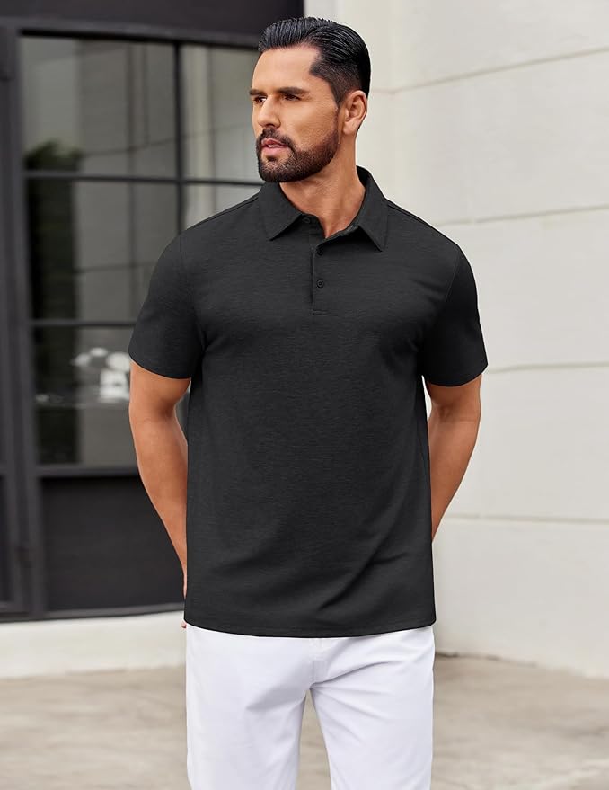COOFANDY Mens Polo Shirts Short Sleeve Casual Summer Polo Tee Classic Collared Golf Stylish Tops