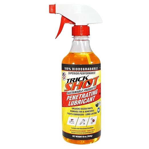 Trick Shot Penetrating Lubricant | Non-Toxic, Eco-Friendly, & USDA BioPreferred | Industrial Strength | Rust Penetrating Oil & Metal Protectant | 16-Ounce Pump Sprayer (12 Pack)