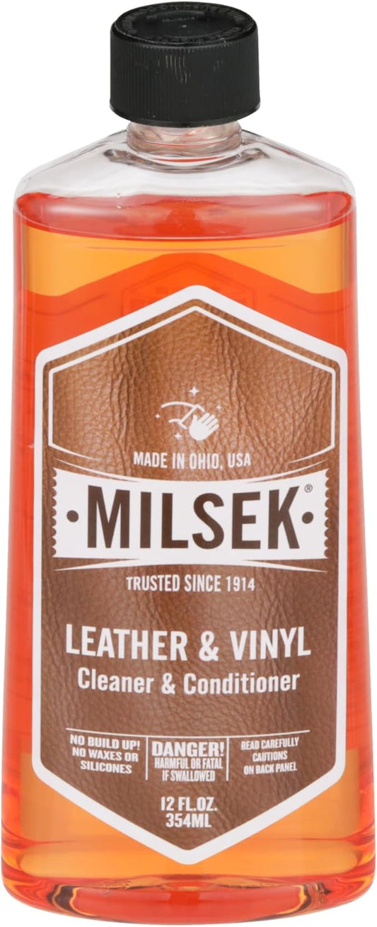 Milsek Vinyl - Leather Cleaner and Conditioner & Microfiber Cleaning Towel, 12-Ounce, LCT-1