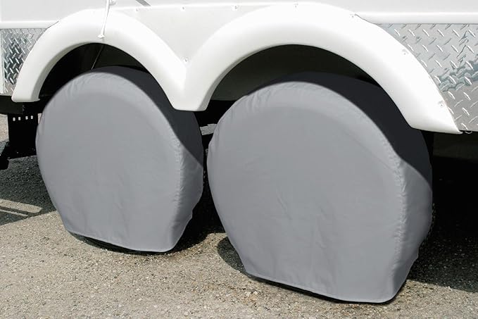 Explore Land Tire Covers 4 Pack - Tough Wheel Protector for Truck, SUV, Trailer, Camper, RV Universal Fits Tire Diameters 29-31.75 inches, Charcoal