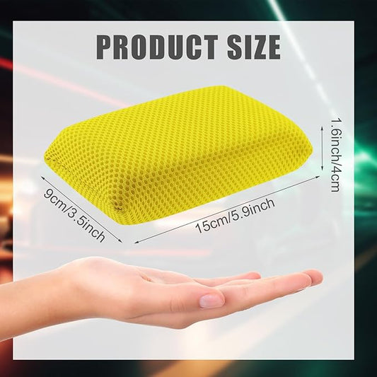 4 PCS Bug Scrubber Sponge Car, Bug Remover Wash Sponge,Car Cleaning Sponge for Bugs, Tar, Grime - Paint-Safe, Reusable Wash Sponges Kit(Yellow)