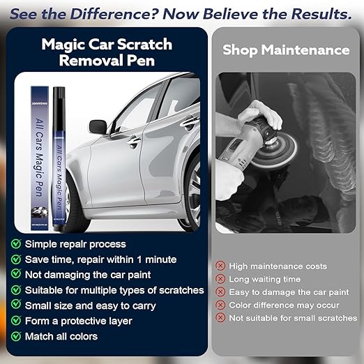 2PCS Magic Car Scratch Removal Pen, Professional Repair Solution for All Cars, Works On Any Color to Fix Scratches Swirl Marks and Scuffs,Weatherproof Touch-Up Paint Pen