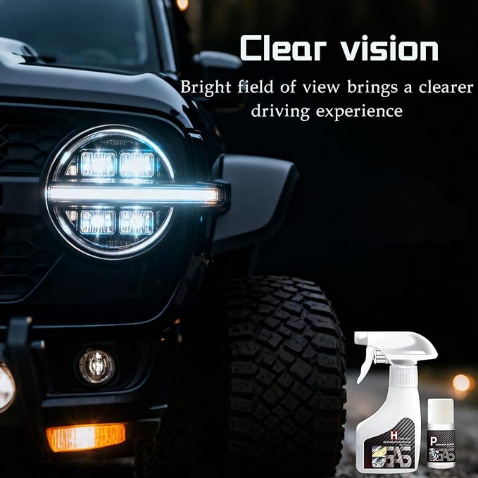 Automotive Headlamp Restoration Fluid Kit, 2025 New Automotive Headlamp Restoration Fluid Oxidized Kit, Multifunctional Car Polishing Cleanr for All Vehicle Types