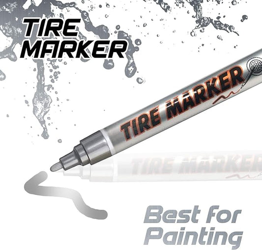 MC MOTOPARTS Permanent Color Tire Pen Marker Lettering Paint Drawing Tool Automotive Motorcycle Care 1 piece (Silver)