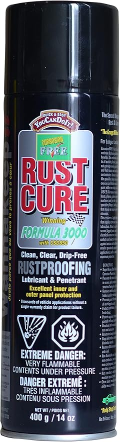 Corrosion Free Rust Cure Formula 3000 – 6 Pack Aerosol Can – No-Drip Rust Inhibitor & Undercoating for Cars, Trucks, Tractors, Snowblowers, Lawn Mowers – Stops & Prevents Rust