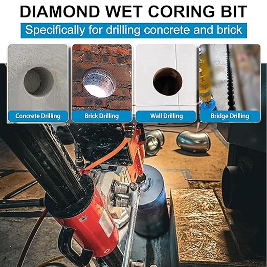SALI Wet Diamond Core Drill Bits 6-1/2"/167mm Diameter, 15"/380mm Drilling Depth Concrete Core Drill Bit, 1-1/4-7" Thread Core Bit Turbo Laser-Welded Segments with Rebar, Brick, Block, Masonry, Stone