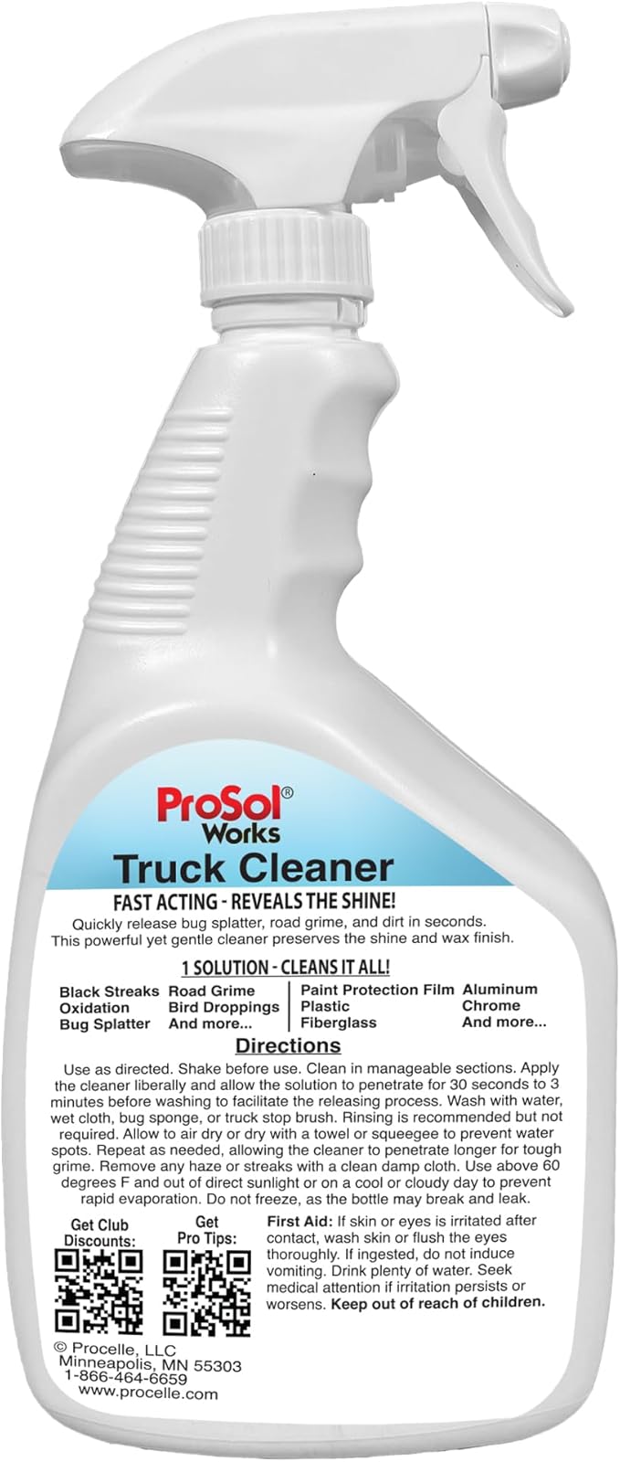 Bug Splat N' All Truck Cleaner 32 fl oz - Truck All Purpose Cleaner for Bug Splatter, Road Grime, Bird Droppings & Black Streak Remover - Tire Shine & Truck Cleaning Kit - Safe on All Surfaces