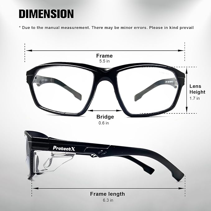 ProtectX Classic Safety Glasses, Anti-Fog Scratch Resistant Lenses, Protective Eyewear for Work, Indoor/Outdoor, ANSI Z87.1
